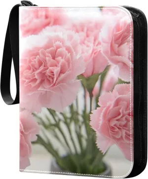 xigua Colorful Herbal Wildflower Card Binder 4-Pockets, Trading Card Binder 400 Pockets Baseball Card Binder Waterproof PU Leather Card Collection Binder for Games Card Album Card