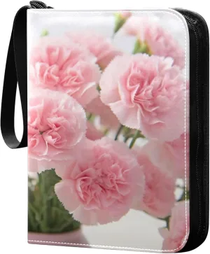 xigua Colorful Herbal Wildflower Card Binder 4-Pockets, Trading Card Binder 400 Pockets Baseball Card Binder Waterproof PU Leather Card Collection Binder for Games Card Album Card