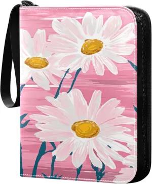 xigua Colorful Herbal Wildflower Card Binder 4-Pockets, Trading Card Binder 400 Pockets Baseball Card Binder Waterproof PU Leather Card Collection Binder for Games Card Album Card