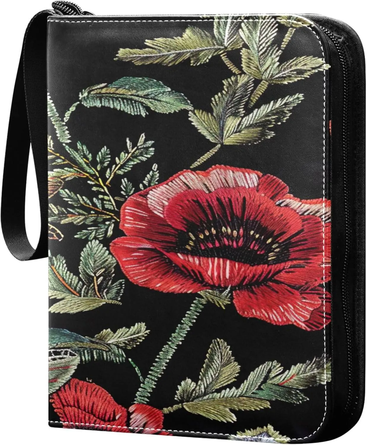 xigua Colorful Herbal Wildflower Card Binder 4-Pockets, Trading Card Binder 400 Pockets Baseball Card Binder Waterproof PU Leather Card Collection Binder for Games Card Album Card