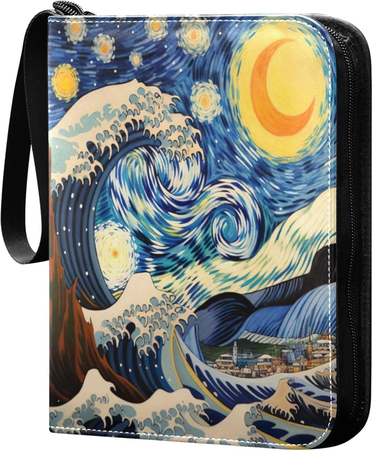 xigua Van Gogh Paintings Card Binder 4-Pockets, Trading Card Binder 400 Pockets Baseball Card Binder Waterproof PU Leather Card Collection Binder for Games Card Album Card