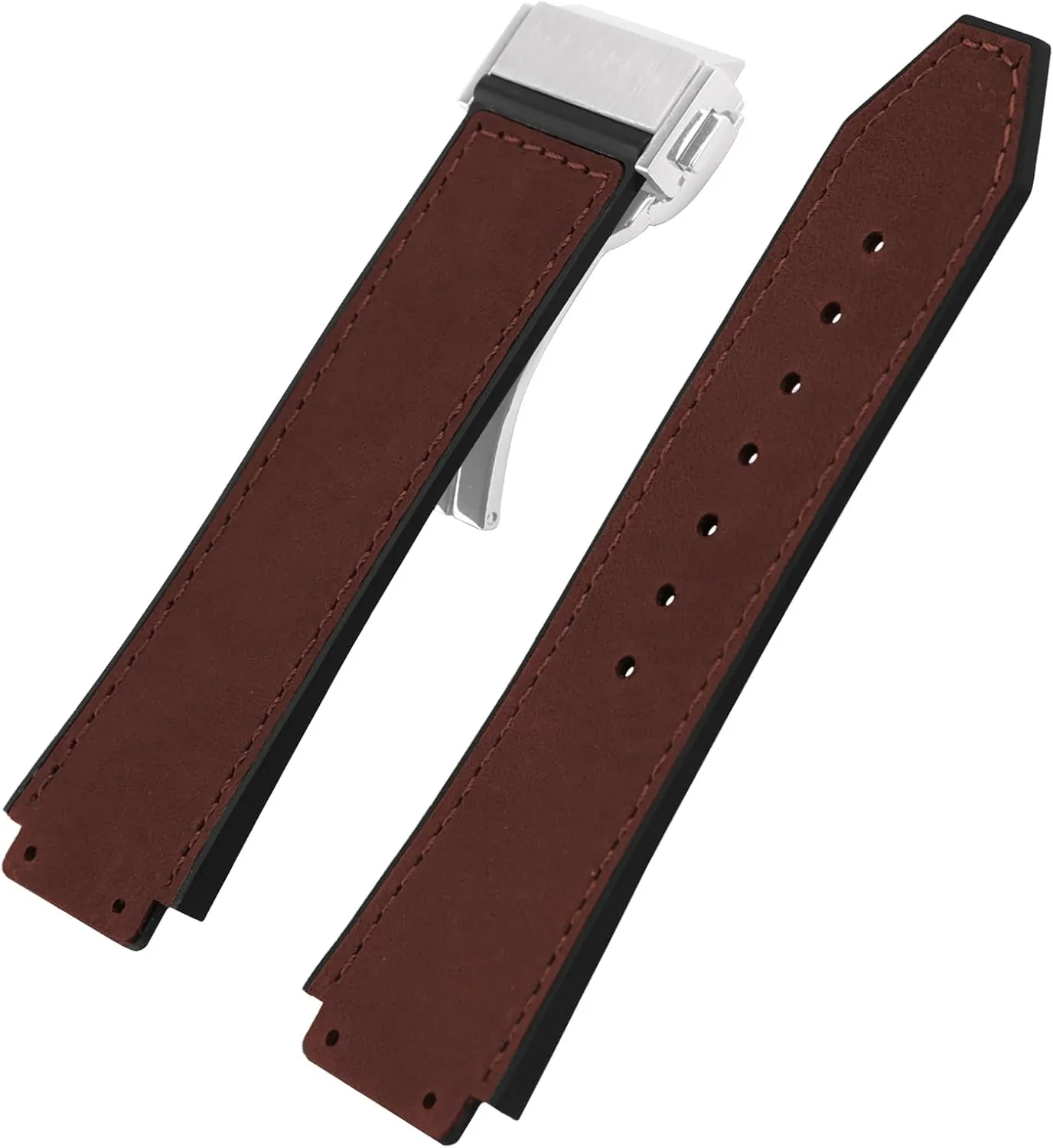 XIW Compatible for 19mm× 25mm× 22mm Hublot Big Bang Leather Frosted Watch Band With Stainless Steel Buckle Replacement for men Silicone Wirstband Strap women Bracelet