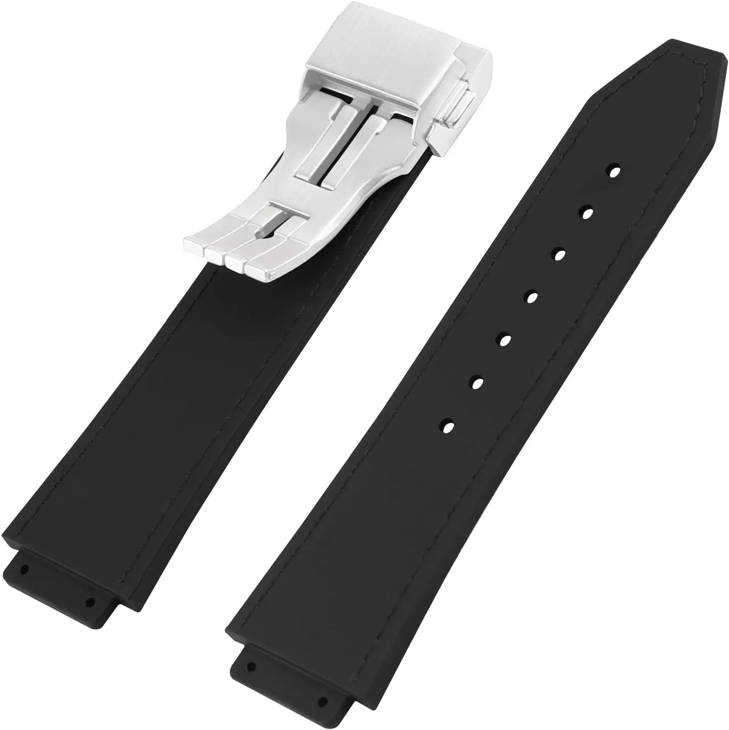 XIW Compatible for 19mm× 25mm× 22mm Hublot Big Bang Leather Watch Band With Stainless Steel Buckle Replacement for men Wirstband Strap women Bracelet