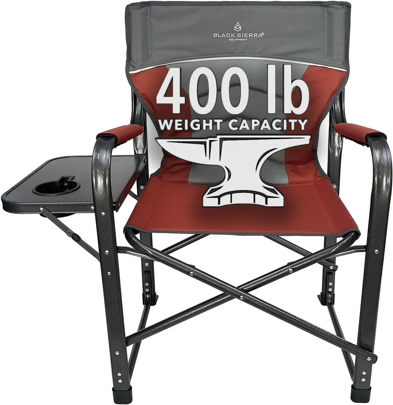 XL Directors Chair with Foldable Side Table, Heavy Duty Camp Chair supports 400 Lbs, Oversize Outdoor Folding Seat with High Back and Padded Armrests for Lawn, Beach, Tailgating, Sports