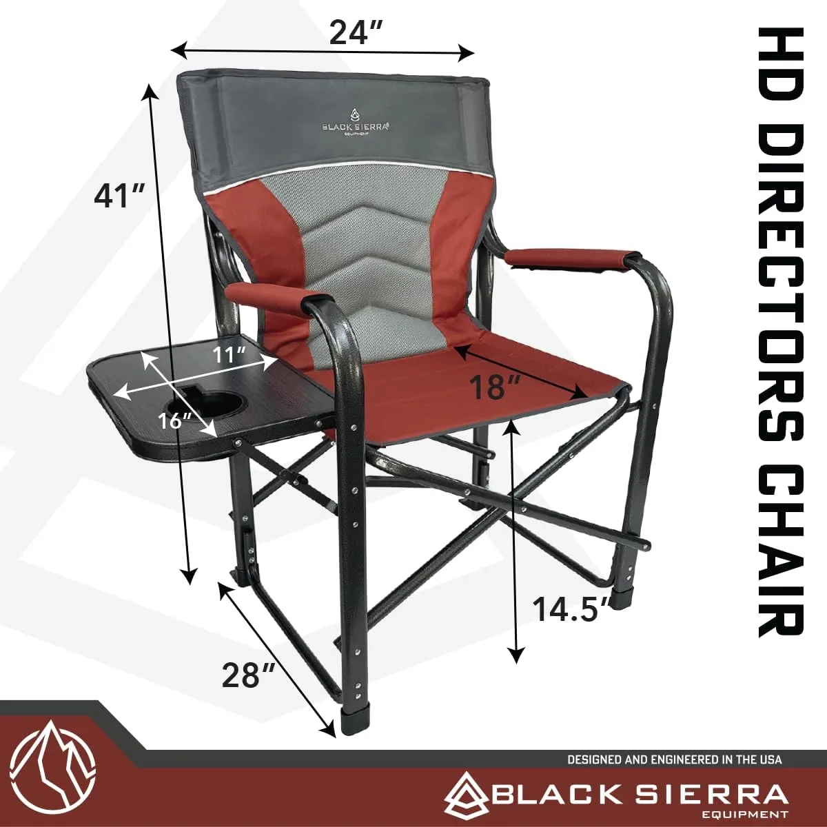 XL Directors Chair with Foldable Side Table, Heavy Duty Camp Chair supports 400 Lbs, Oversize Outdoor Folding Seat with High Back and Padded Armrests for Lawn, Beach, Tailgating, Sports