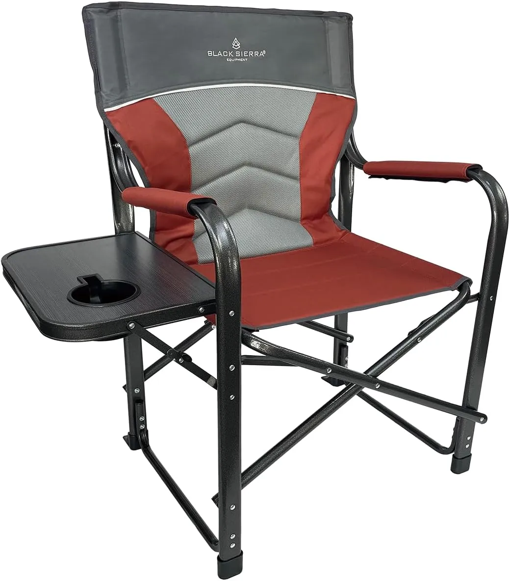 XL Directors Chair with Foldable Side Table, Heavy Duty Camp Chair supports 400 Lbs, Oversize Outdoor Folding Seat with High Back and Padded Armrests for Lawn, Beach, Tailgating, Sports