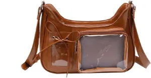 Y2k Fashion Shoulder Bag Kawaii Lolita Ita Bag Badge Display Bag with Two Transparent Display Windows