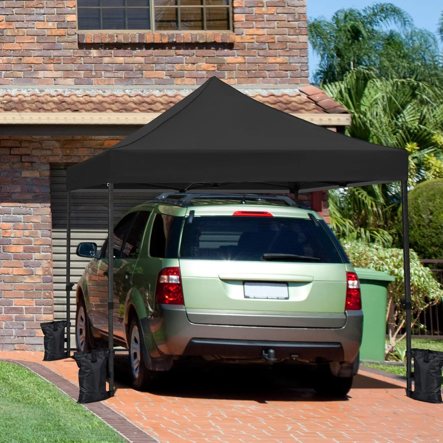 Yaheetech Canopy Tent, Commercial Instant Heavy Duty Canopy, 500D Waterproof Adjustable Canopy with Wheeled Carry Bag, 4 Sandbags and 4 Stakes (10x10, Black)