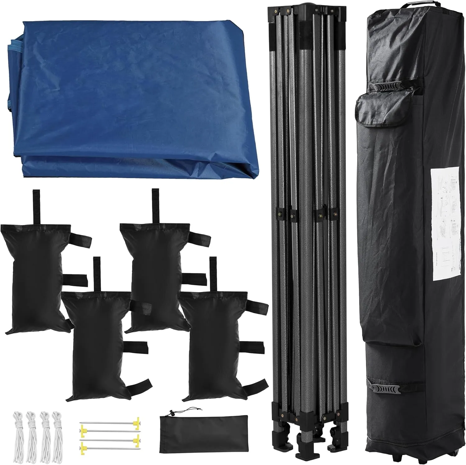 Yaheetech Canopy Tent, Commercial Instant Heavy Duty Canopy, 500D Waterproof Adjustable Canopy with Wheeled Carry Bag, 4 Sandbags and 4 Stakes (10x10, Navy Blue)