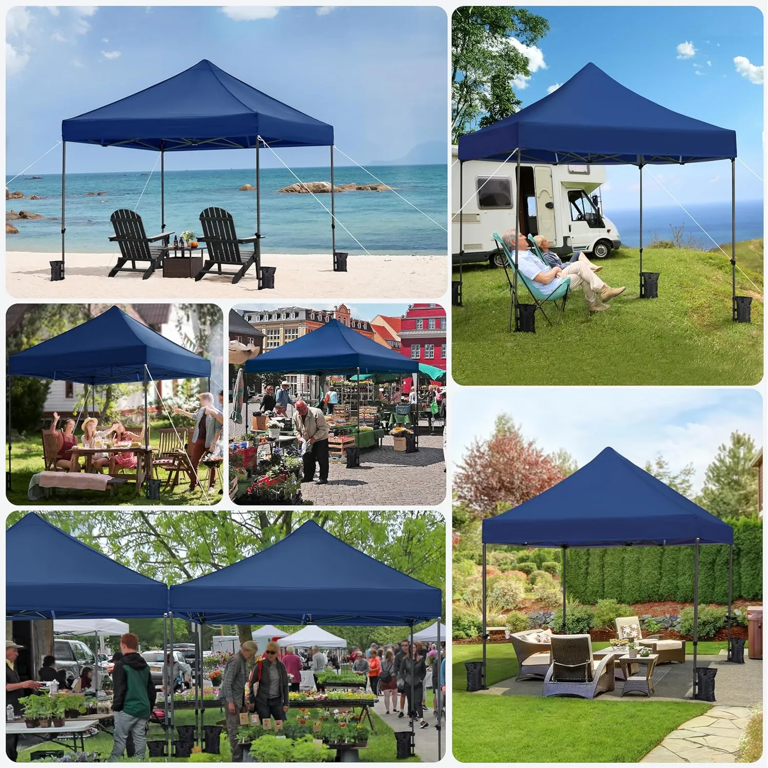 Yaheetech Canopy Tent, Commercial Instant Heavy Duty Canopy, 500D Waterproof Adjustable Canopy with Wheeled Carry Bag, 4 Sandbags and 4 Stakes (10x10, Navy Blue)