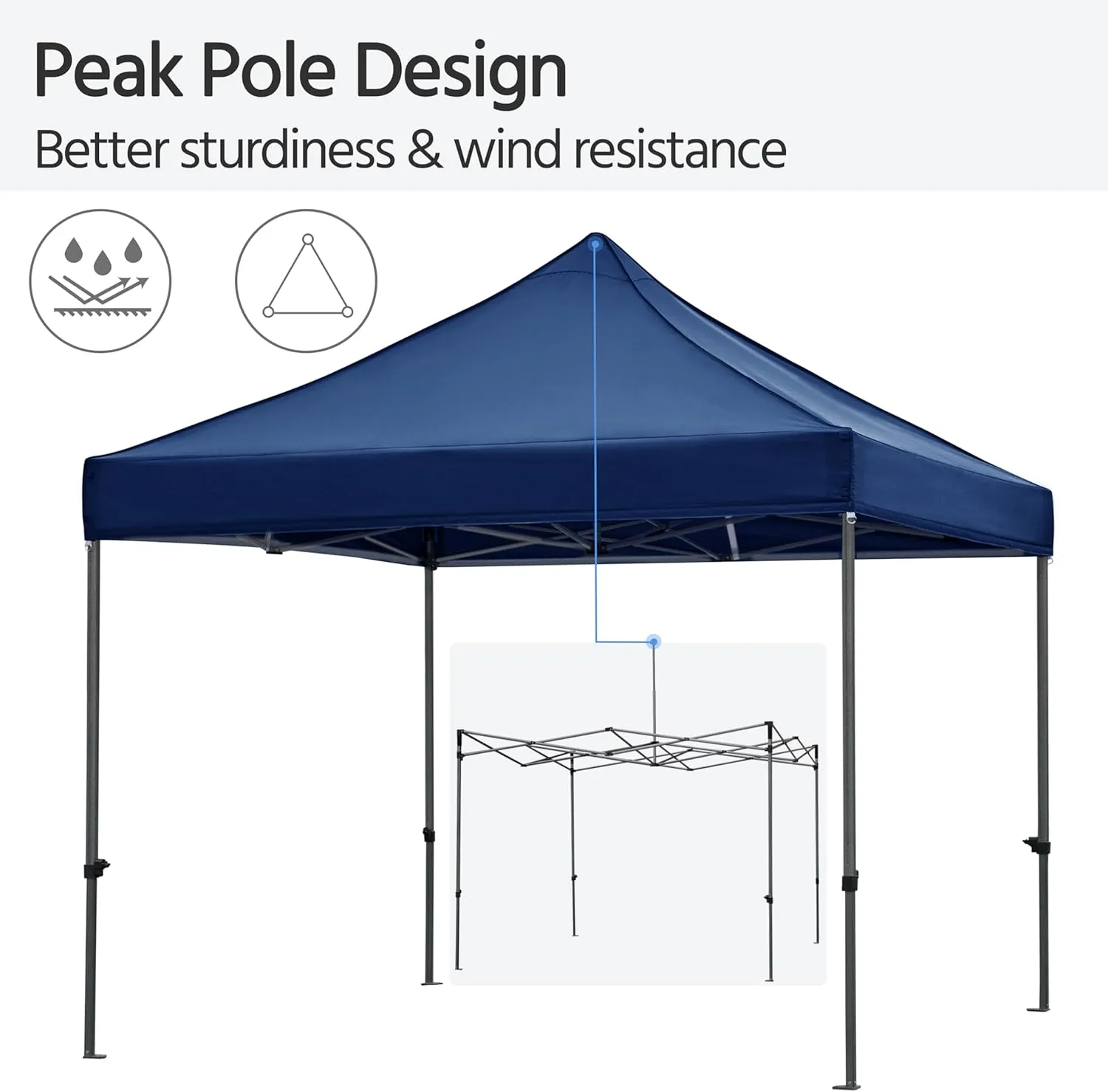 Yaheetech Canopy Tent, Commercial Instant Heavy Duty Canopy, 500D Waterproof Adjustable Canopy with Wheeled Carry Bag, 4 Sandbags and 4 Stakes (10x10, Navy Blue)