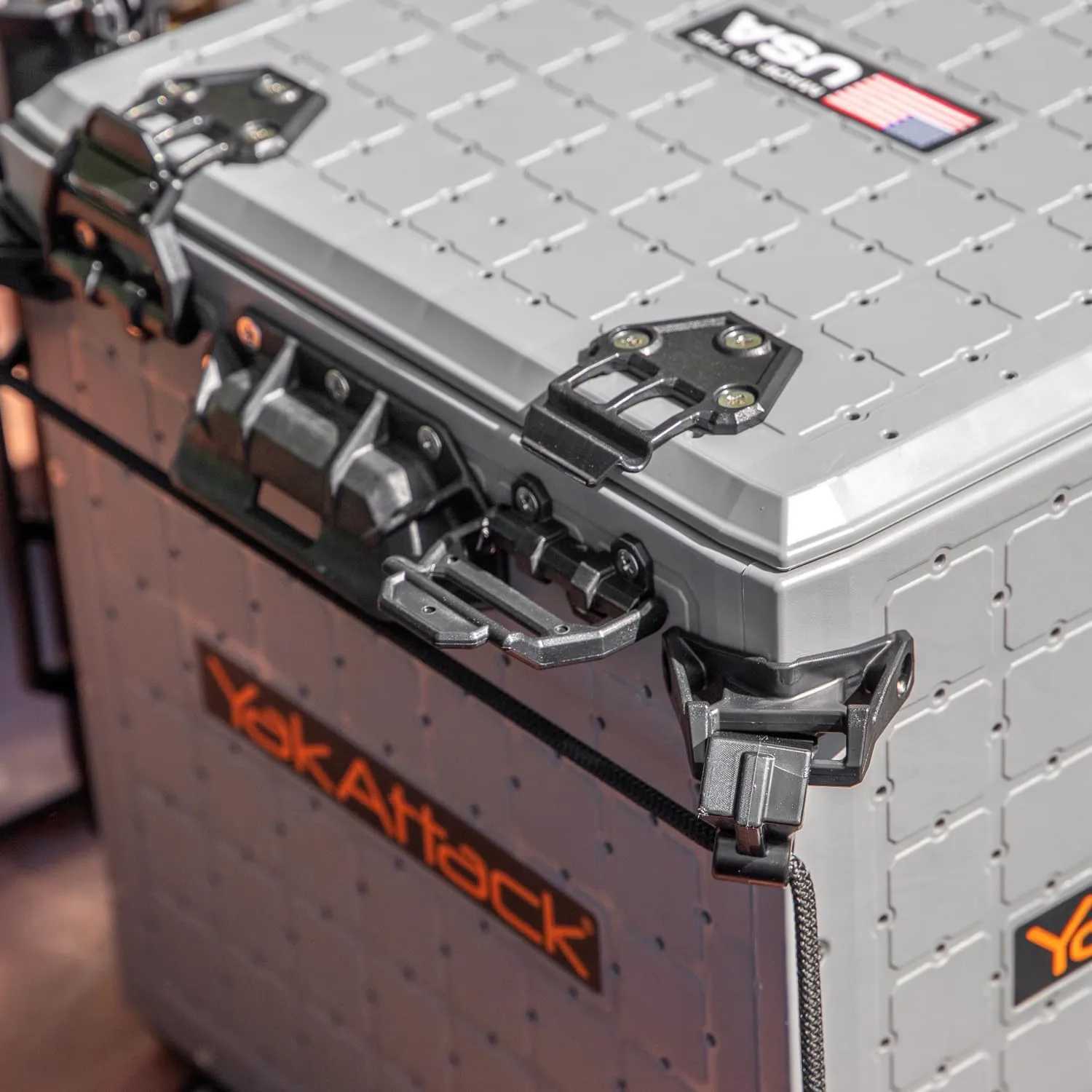 YakAttack BlackPak Pro 13" x 13" Fishing Crate with 3 Rod Holders - Battleship Grey | Compact Tackle Storage Box & Gear Organizer for Kayaks | Lightweight, Durable & Customizable Marine Accessory