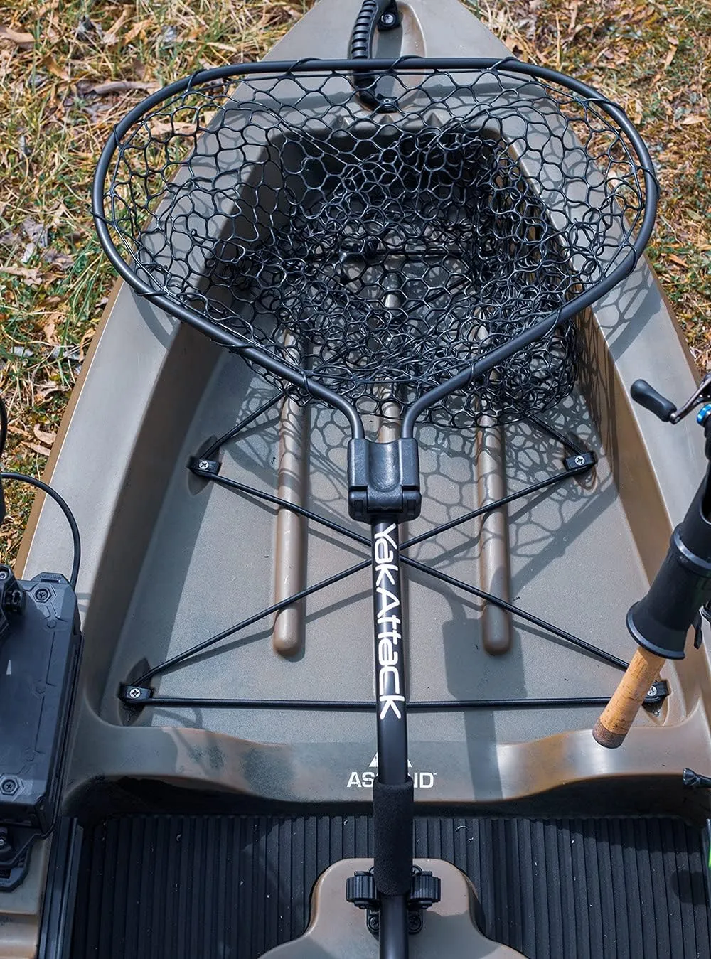 YakAttack Leverage Landing Net - Size & Style Options | Folding Kayak Fishing Net with Forearm Grip | Full Rubber Netting | Collapsible & Track Mount Compatible | Compact Design - Stability & Control