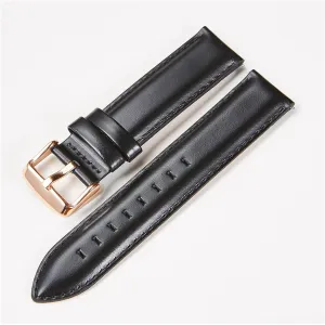 YANGQI yaoqijie Watch Accessories Quick Release Watchbands 18 20 22 Mm Leather Watch Strap Compatible with DW Daniel Wellington Watch Band Lasting (Band Color : Black Rose Clasp, Band Width : 22mm)