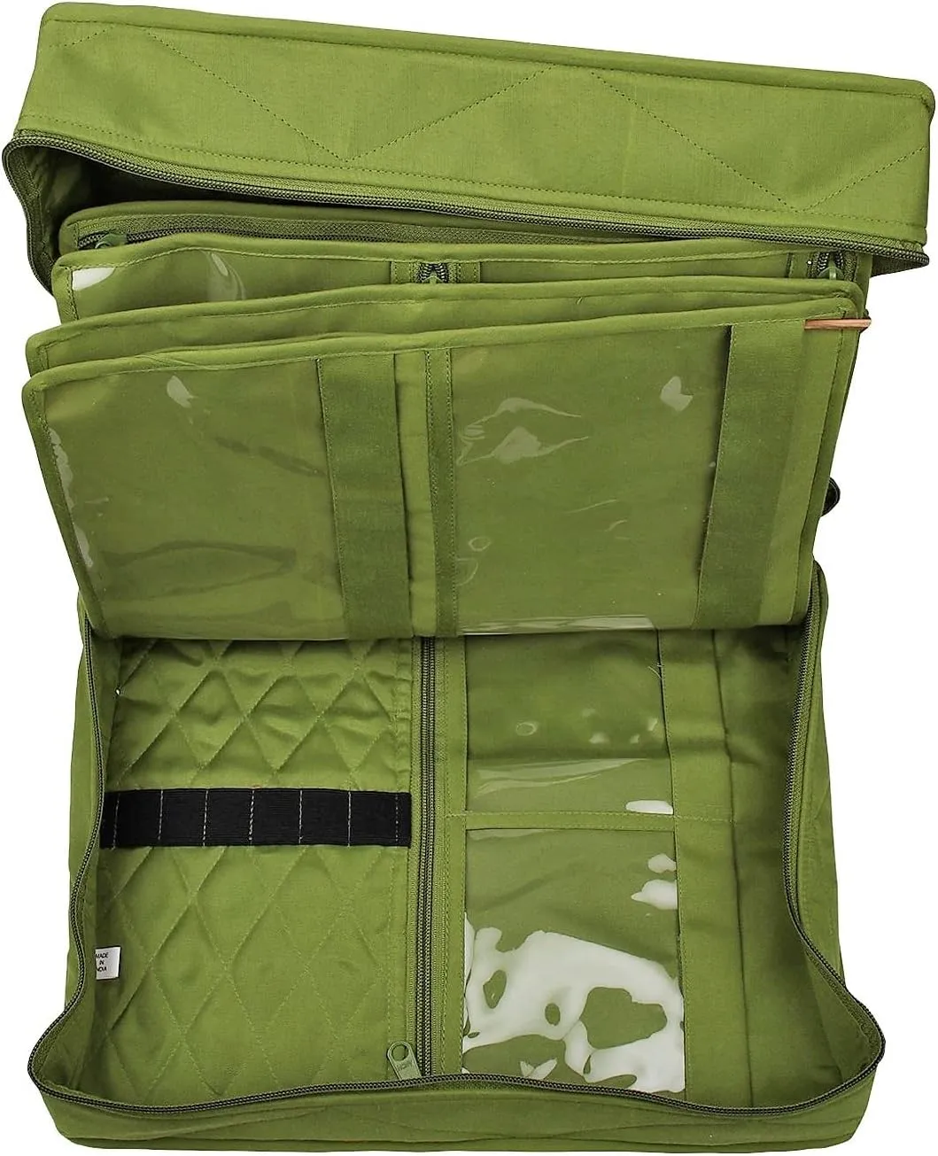 Yazzii Quilter’s Project Bag with 19 Pockets - Portable Storage Craft Bag Organizer - Multipurpose Storage Organizer for Quilting, Patchwork, Embroidery, Needlework Green