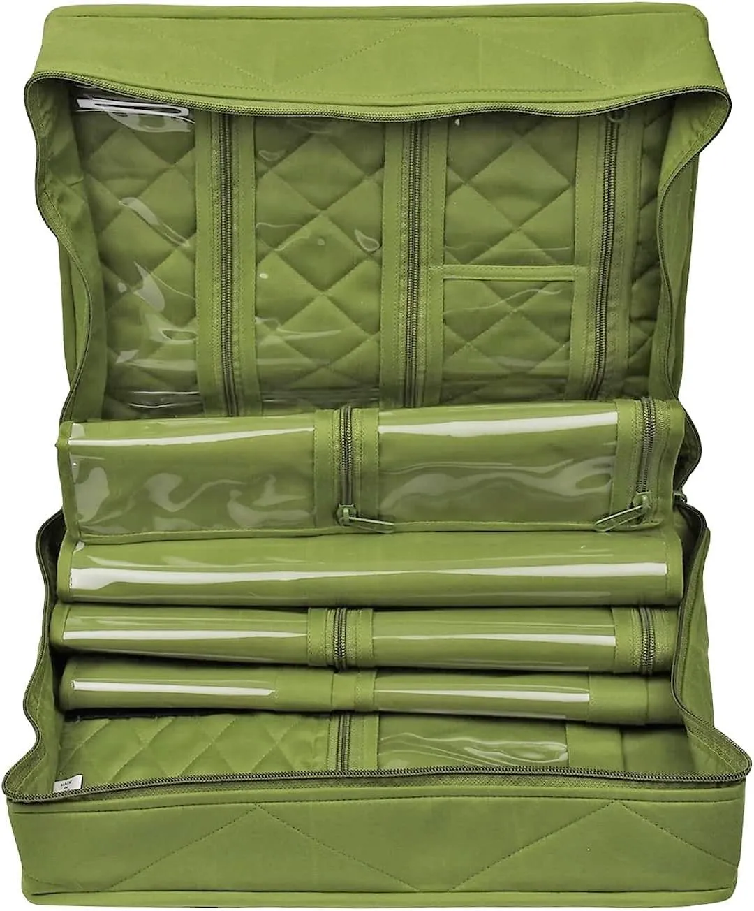 Yazzii Quilter’s Project Bag with 19 Pockets - Portable Storage Craft Bag Organizer - Multipurpose Storage Organizer for Quilting, Patchwork, Embroidery, Needlework Green