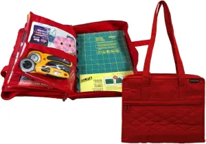 Yazzii Quilter’s Project Bag with 19 Pockets - Storage Craft Bag Organizer - Craft Organizers & Storage for Quilting, Sewing & More -Red