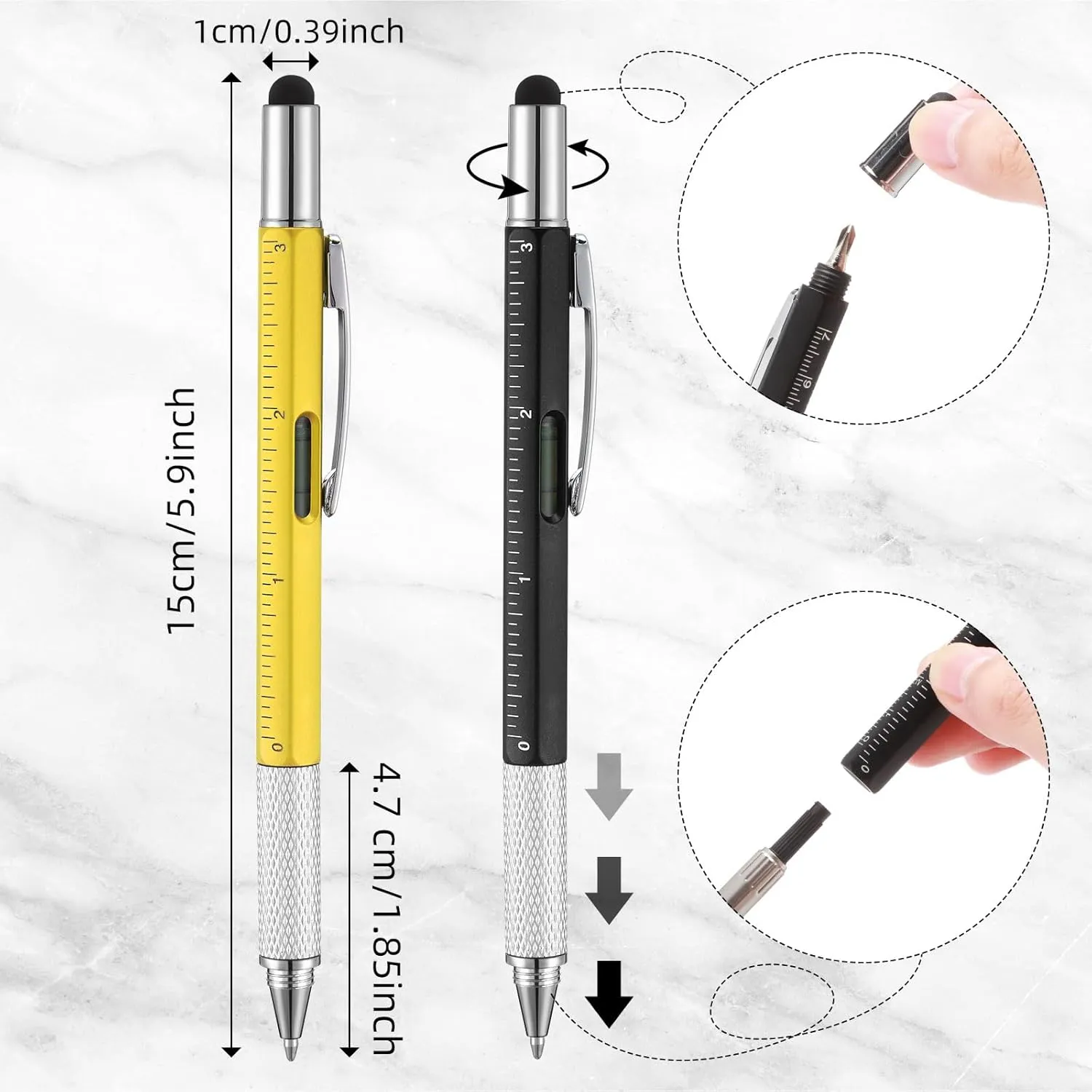 Yeaqee 40 Pcs Multi Tool Pen Gifts for Fathers Day 6 in 1 Screwdriver Multi Function Pens with Black Ink Refills, Ruler, Level Gauge for Dad Adult Men Father's Day Christmas Gifts (Classic Color)