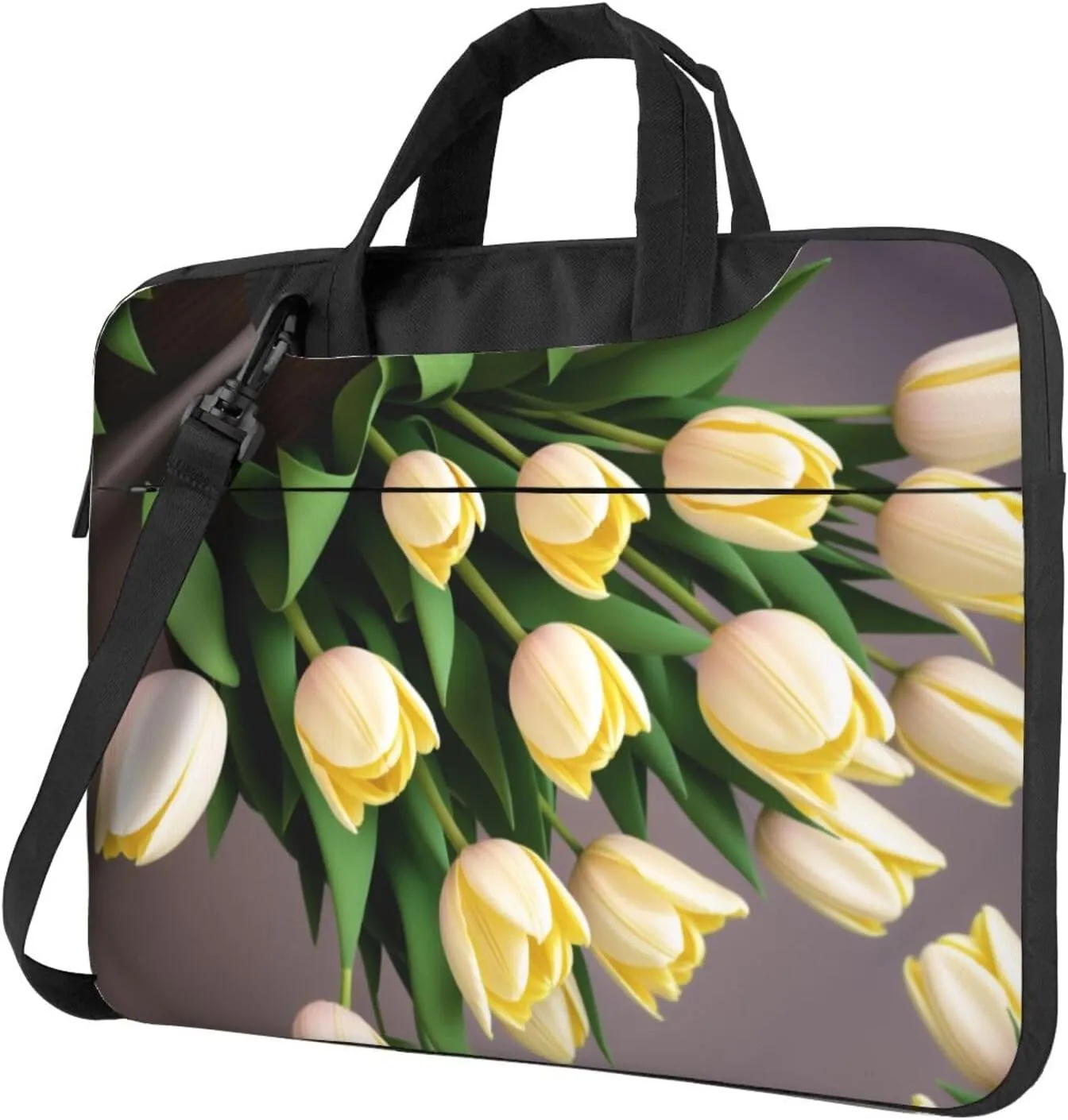 Yellow Flowers Printed Patterns Laptop Shoulder Bag Notebook Computer Case Briefcase With Shoulder Straps And Handle