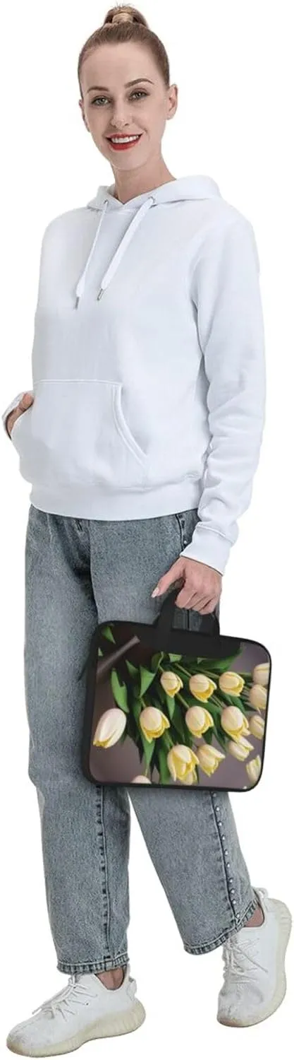 Yellow Flowers Printed Patterns Laptop Shoulder Bag Notebook Computer Case Briefcase With Shoulder Straps And Handle