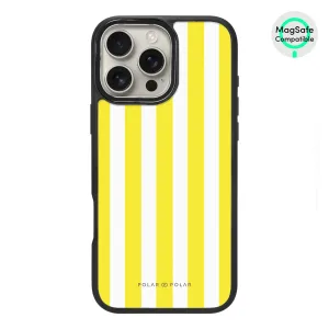 Yellow Stripe - iPhone 16 Pro Max Frosted Black Bumper MagSafe Case