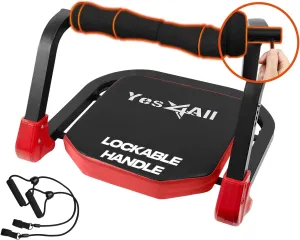 Yes4All Ab Crunch Machine For Total Body & Core Abdominal, Situp Lockable With Ergonomic Foam Handle & 2 Resistance Bands
