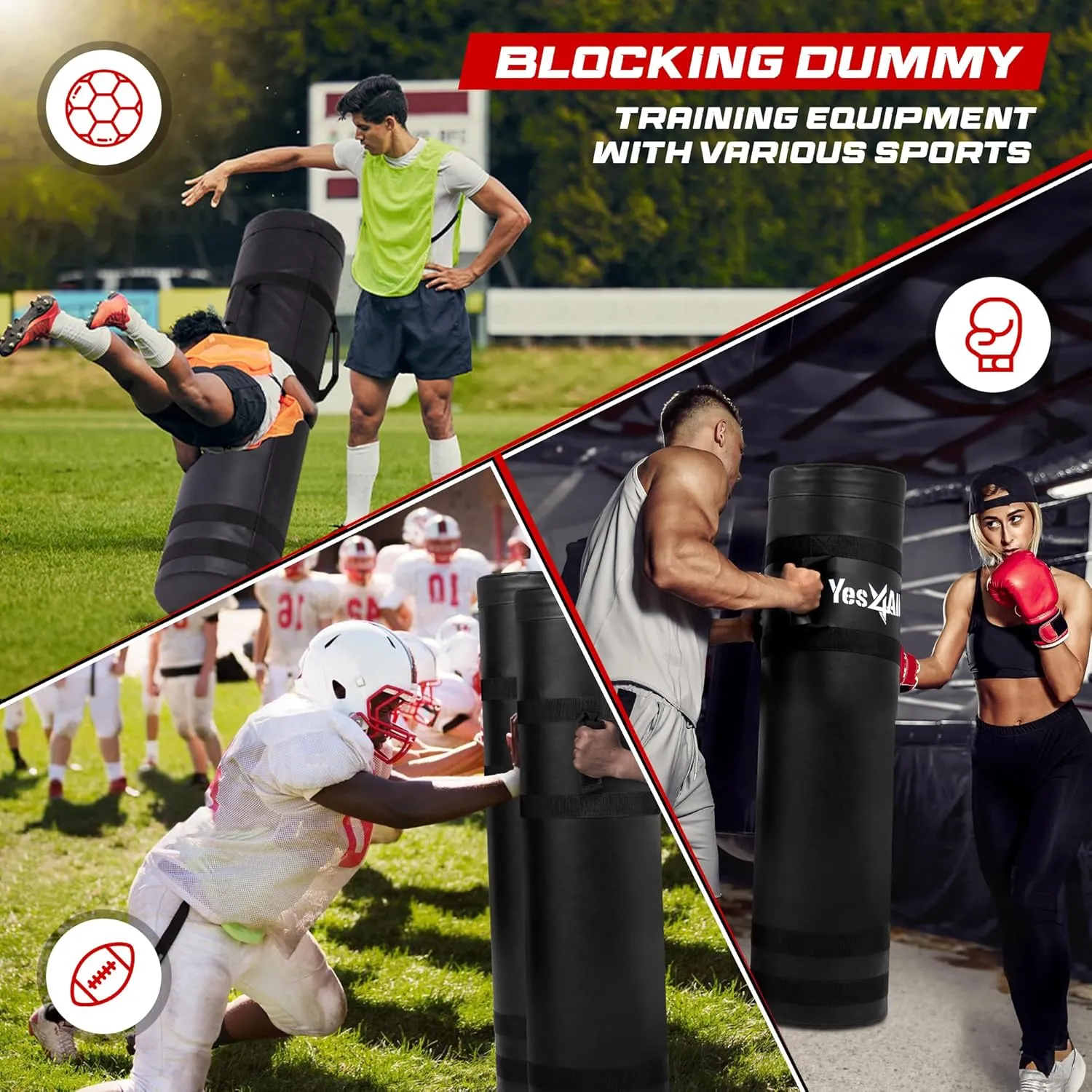 Yes4All Tackling Dummies for Youngth Football, 11lbs /20lbs Leather Block and Tackle Dummies for Contact Drills, Martial Arts