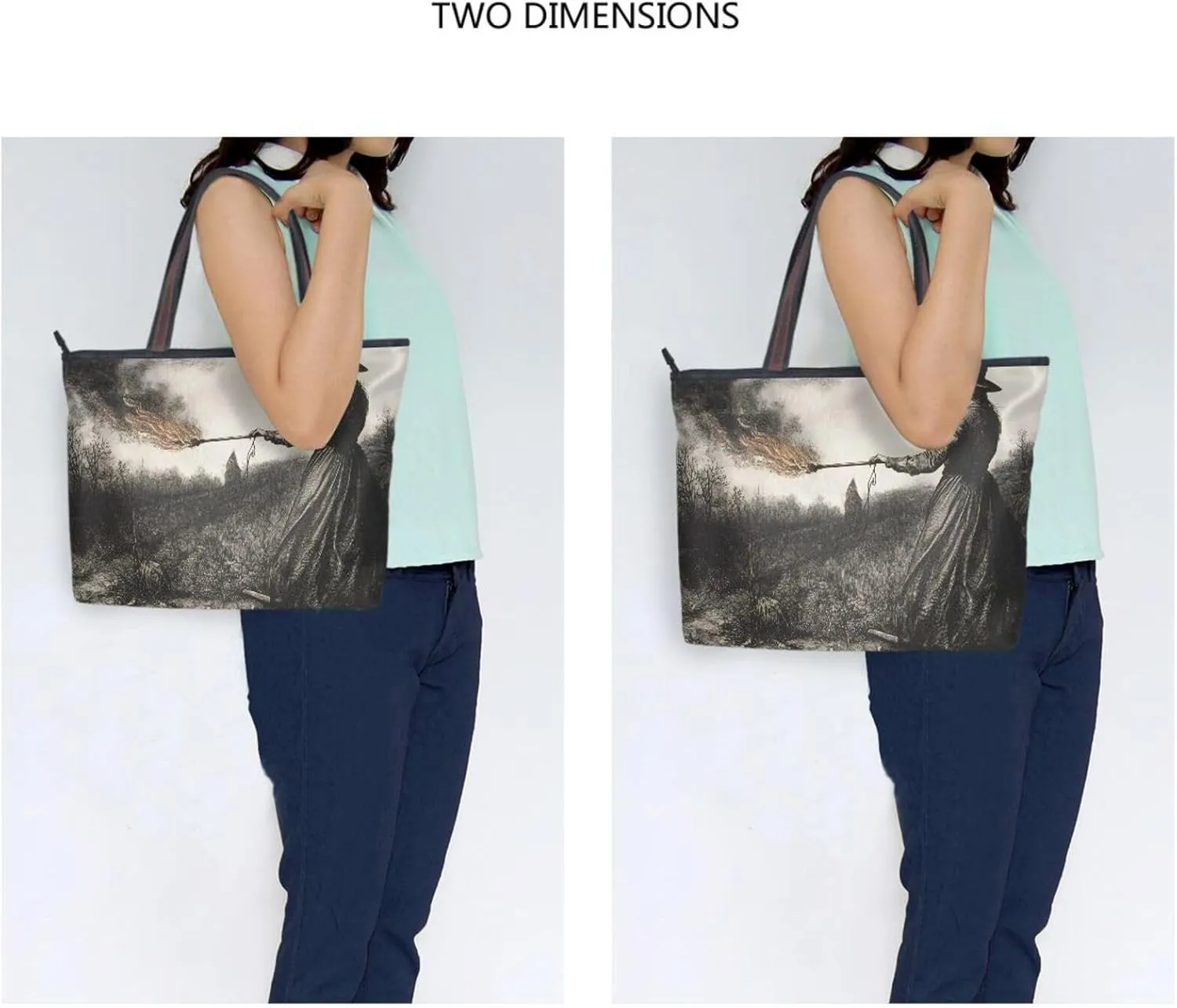 YMXFXP Lightweight Tote Bag Witch Scary Grassland for Women Durable Designer Handbag with Zipper for Daily Use L