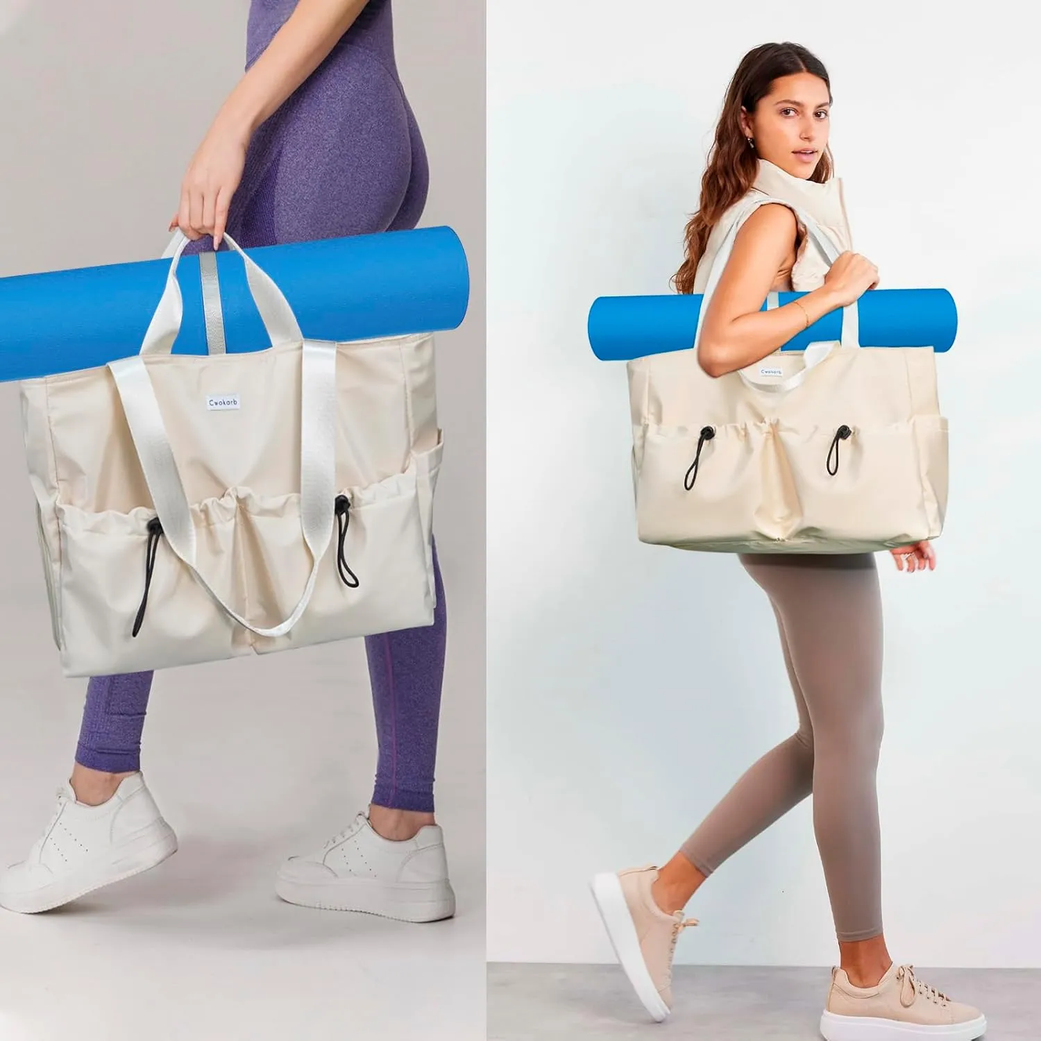 Yoga Bags for Women with Yoga Mats Bags Carrier Carryall Canvas Tote for Pilates Shoulder for Travel Office Beach Workout