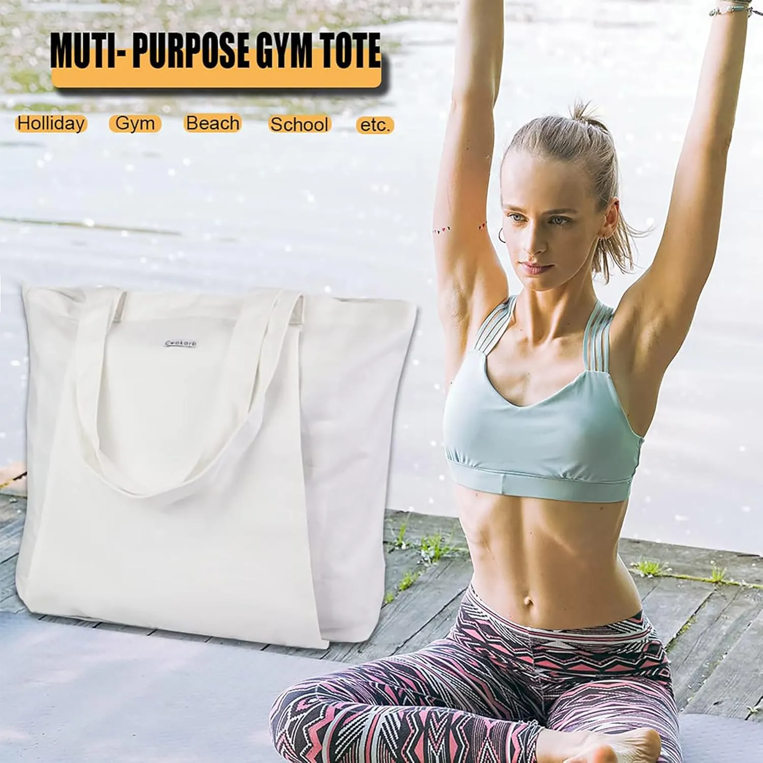 Yoga Bags for Women with Yoga Mats Bags Carrier Carryall Canvas Tote for Pilates Shoulder for Travel Office Beach Workout