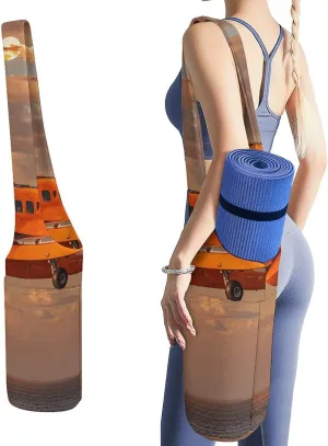 Yoga Mat Bag Carriers Cute And Personalized Yoga Bag for Women Orange Daylight Aircraft Printed Yoga Bags And Carriers Fits All Your Stuff