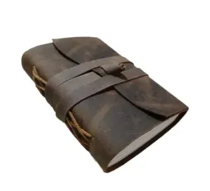yonnogifts Handcrafted Brown Leather Pocket Journal – Vintage Notebook with Wrap Closure – Compact Travel Journal for Notes, Sketching, Gifting – Rustic Mini Diary for Men & Women