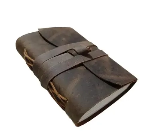 yonnogifts Handcrafted Brown Leather Pocket Journal – Vintage Notebook with Wrap Closure – Compact Travel Journal for Notes, Sketching, Gifting – Rustic Mini Diary for Men & Women