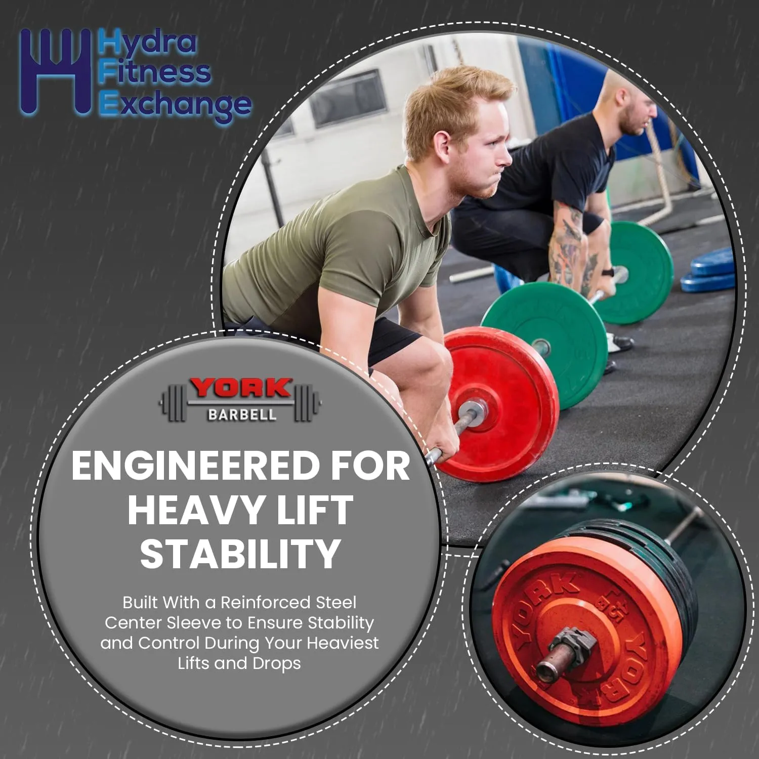 York Barbell Color-Coded Rubber Training Bumper Plates | Olympic Weightlifting Plates in Kg & Lb | Durable Solid Rubber with 2” Center Steel Sleeve | Noise-Reducing, Floor-Protecting Weight Plates