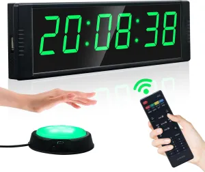 YZ Gym Timer Clock for Home Gym, Fitness Timer with Start/Stop Button, Interval Timer for Workout, Stopwatch/Countdown Timer with Remote, 12/24H Digital Wall Clock, Portable Home Gym Accessories