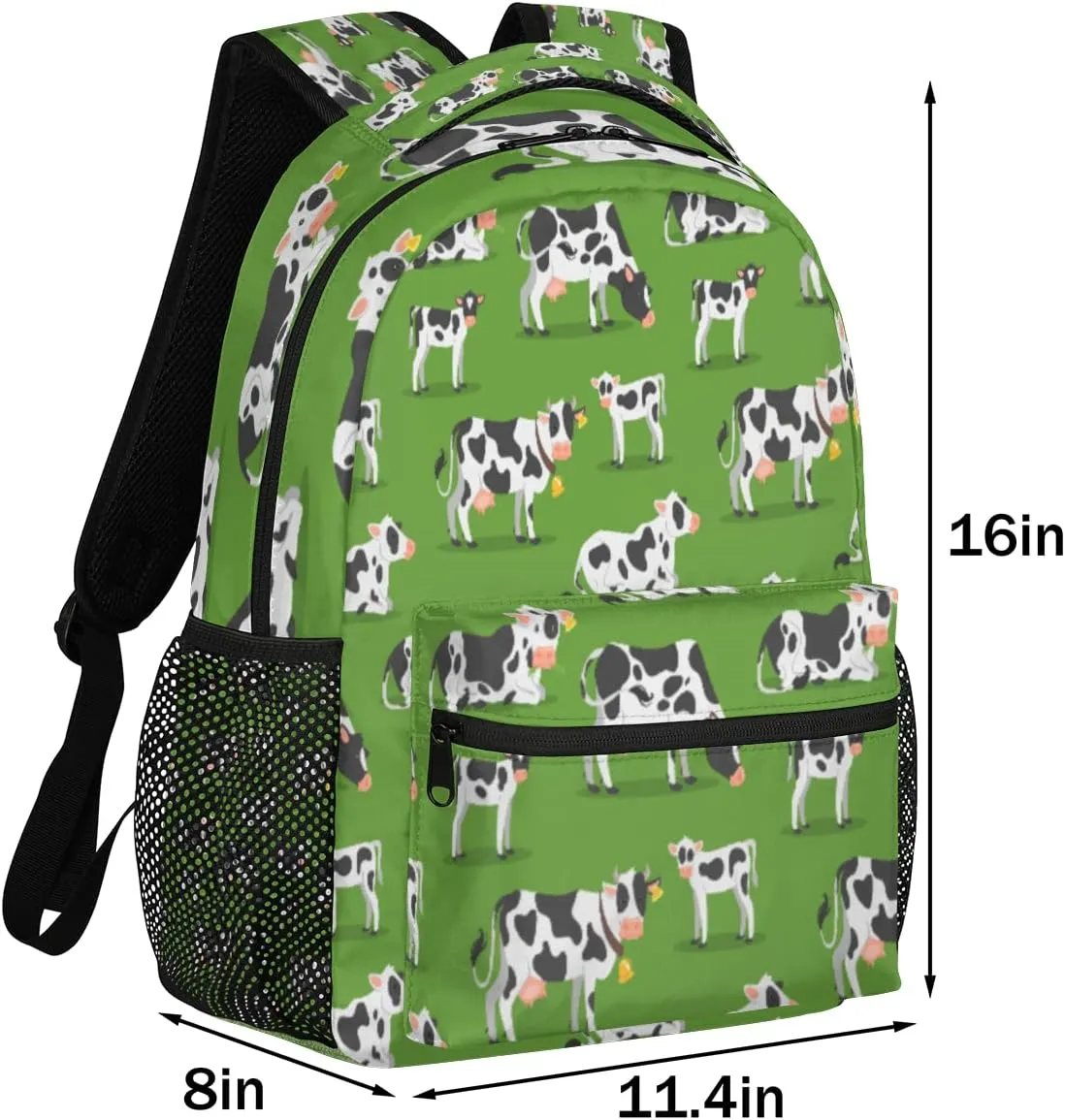 Yzrwebo Black White Cow Backpack for Boys Girls, Cow School Bookbag Casual Daypack Computer Laptop Backpack, Adults Sports Hiking Travel Camping Backpack