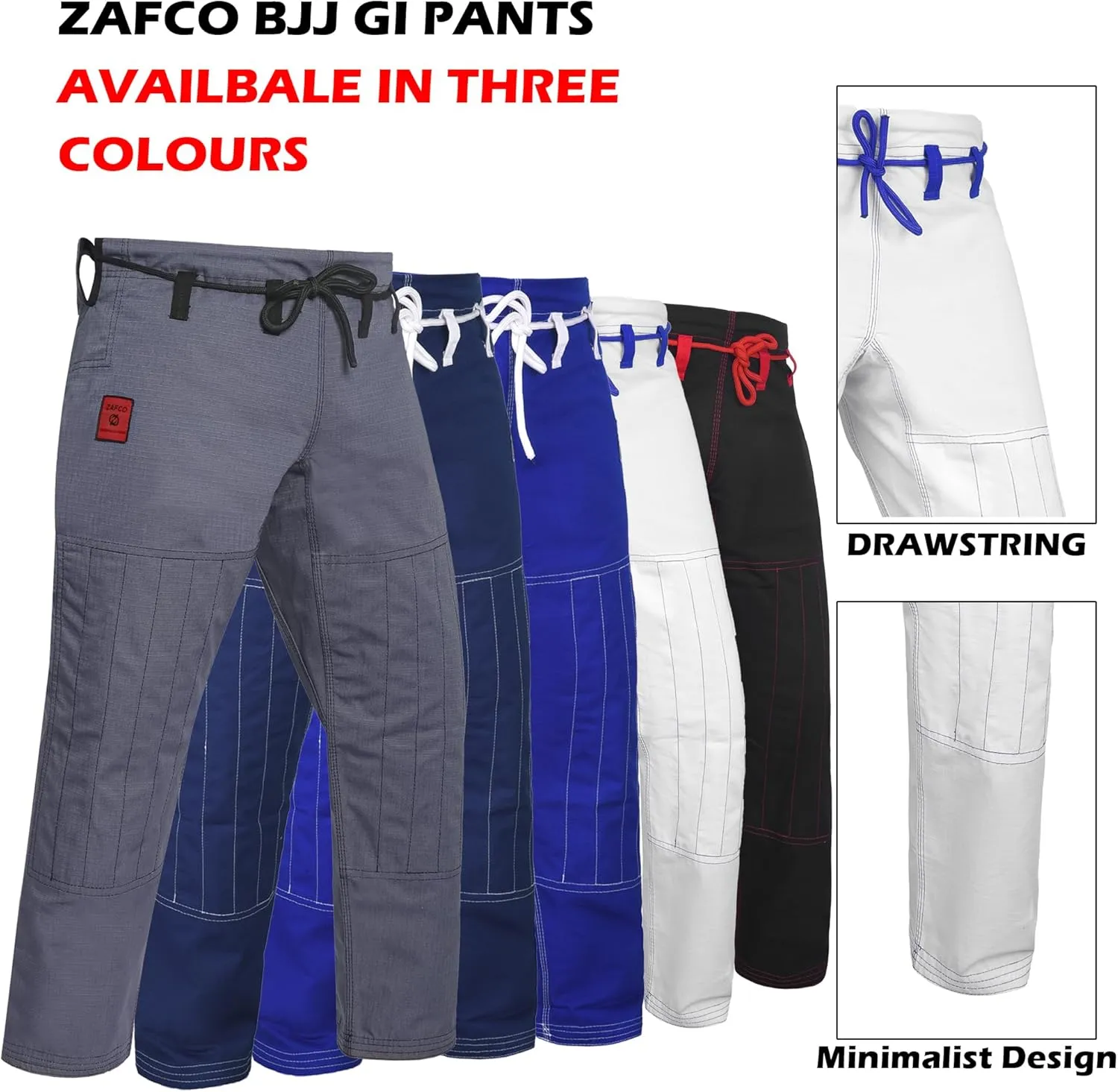 Zafco Fightwear Men's Brazilian Jiu Jitsu Gi Pants 10oz Ripstop MMA Grappling Kimono