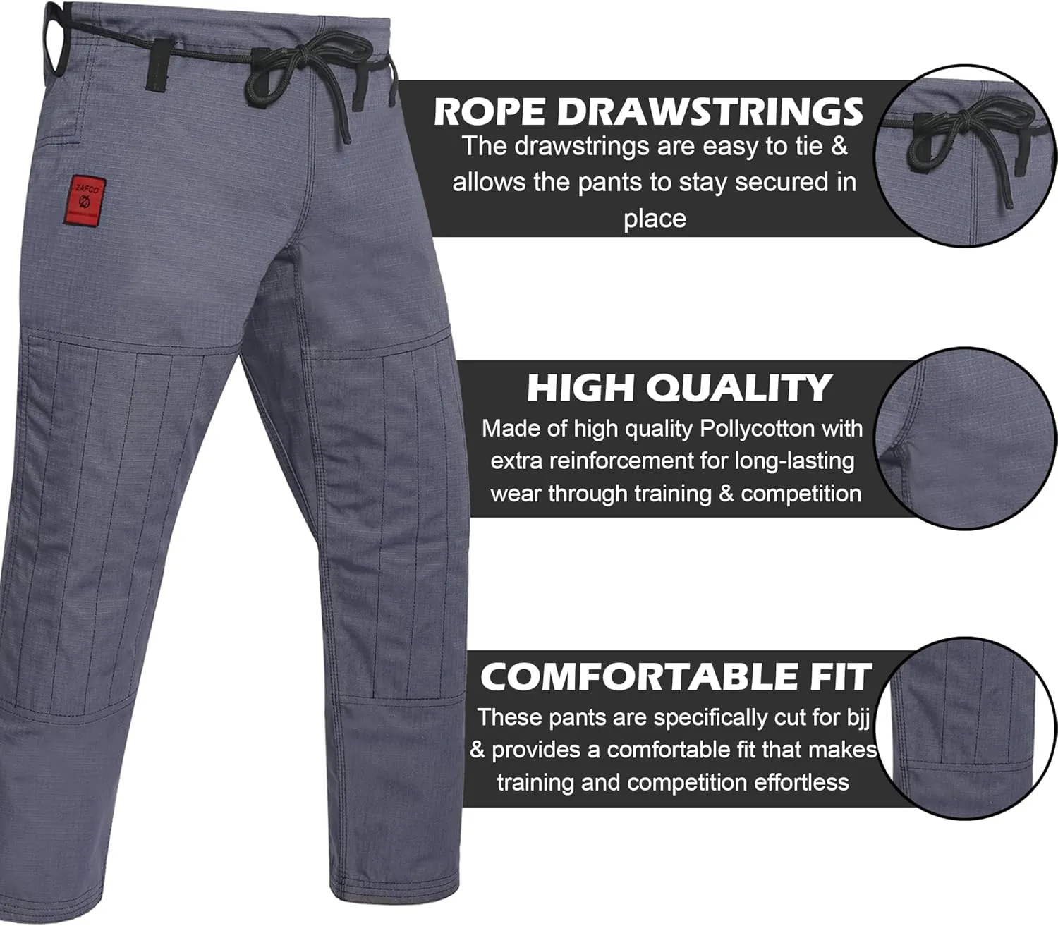 Zafco Fightwear Men's Brazilian Jiu Jitsu Gi Pants 10oz Ripstop MMA Grappling Kimono