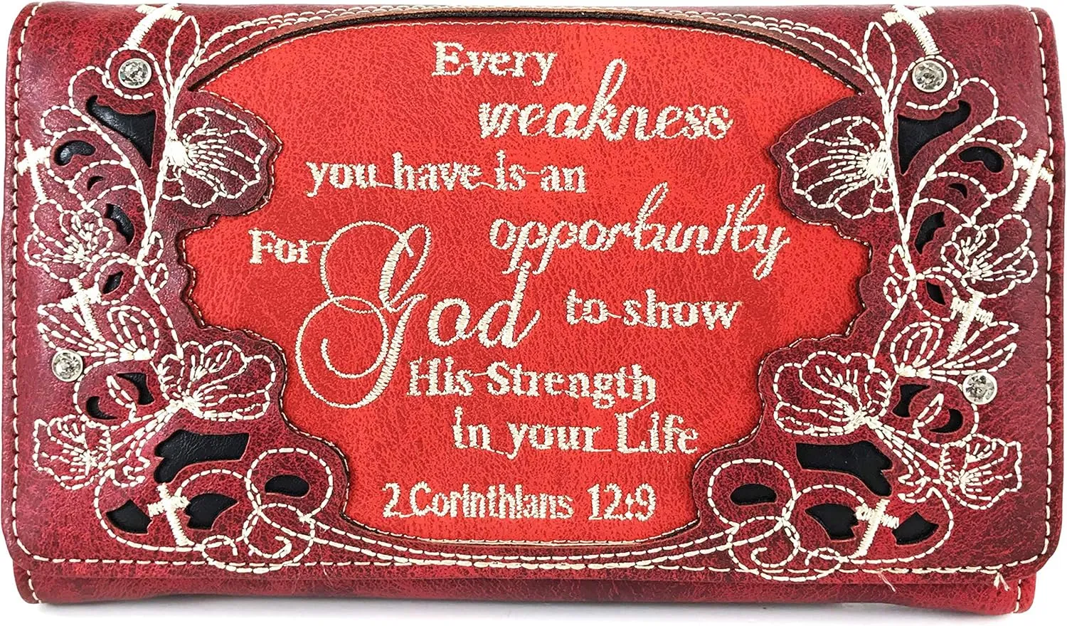 Zelris Bible Verse Corinthians 12:9 God Women Crossbody Trifold Wallet