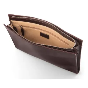 Zip Top Leather Folder - Brown